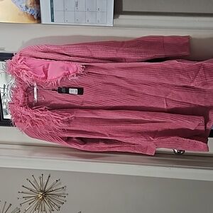 Pink fury collar sweater size medium